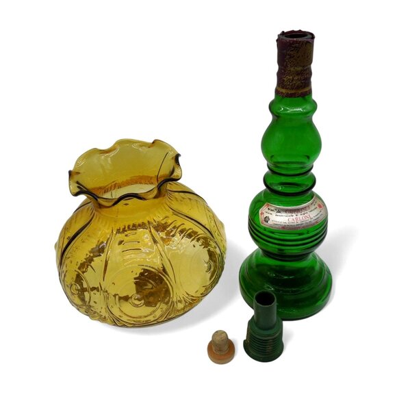 Green GLASS Wine Bottle CANDLE Lamp Italian Chianti Carloni Vintage 22" - Picture 2 of 12